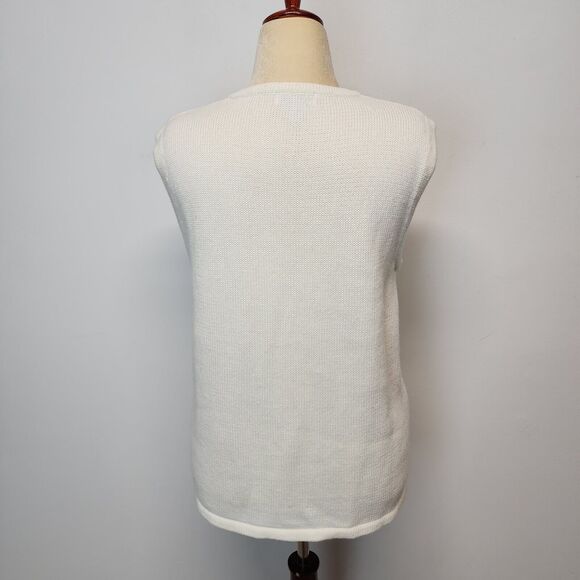 Vintage Kim Rogers Christmas Sweater Vest Size L Ivory Snowflake Gifts Sequin - Picture 4 of 12
